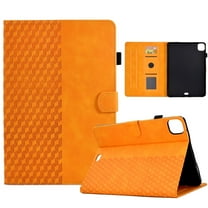 Case for iPad Pro 11 M4 2024 PU Leather Embossed Square Smart Cover Case with Auto Sleep/Wake, Khaki