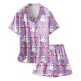 thumbnail image 4 of Likimi Toddler Child Girls Halloween Pajamas Set Short Sleeve Hallowmas Ghost Print Lapel Button Down Pjs Tops With Shorts For Party Comfort Homewear, 4 of 4