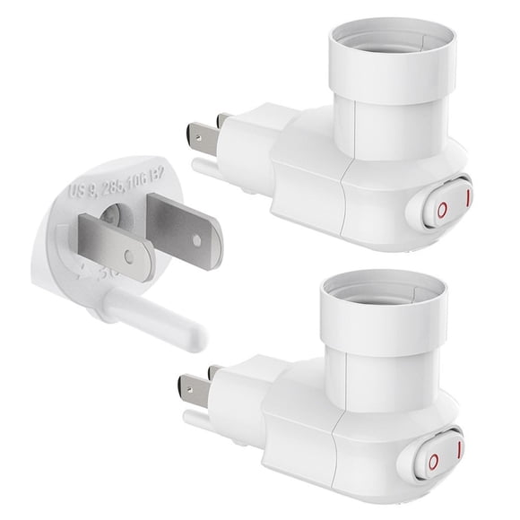 MOSU Enchufe de luz enchufable,Adaptador de extensión de Enchufe E26/E27 con Interruptor,Toma de Cor