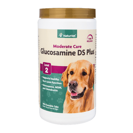 NaturVet Glucosamine DS Plus Level 2 Moderate Care Joint Support Supplement for Dogs, 240 Chewable