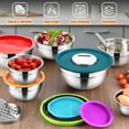 thumbnail image 2 of Vesteel 35PCS Mixing Bowls with Lids Set, Stainless Steel Nesting Salad Prep Bowls Attach with 3 Graters & Kitchen Utensils for Mixing Serving Grating, Size 4.5/3.5/3/2.5/1.5/1.2/0.7 QT, Multi-color, 2 of 11