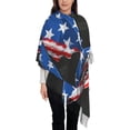 thumbnail image 4 of Cauagu Shark With USA Flag Print Women Wrap Shawl tassels Scarves Retro Scarf 77.6"X28.3", 4 of 8