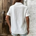 thumbnail image 4 of Women Casual T-Shirt Solid Short Sleeve Turndown Collar Buttons Cardigan Blouse Tops, 4 of 9