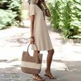thumbnail image 5 of YuXingFu Cocktail Dresses for Women Maxi V-Neck Plus Size Womens Dress Short Sleeve for Home Long Casual Summer Khaki S, 5 of 9