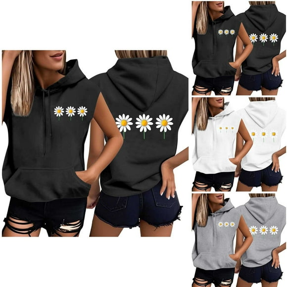 Sentmoon Hooded Sweatshirt Short Sleeve Loose Oversized Travel Outfit with Print with Pocket Drawstring Women's Clothes Summer Delightful for City Sightseeing in Fall Gray XL