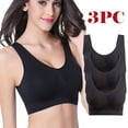 thumbnail image 2 of Mrat Bras for Women Padded 3pc Women Seamless Sports Bra Wirefree Yoga Bra with Removable Pads S-95 Black 4XL, 2 of 6