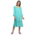 thumbnail image 1 of Moomaya Solid Long Sleeve Nightdress For Ladies Lace Neckline Nursing Nightwear, 1 of 6