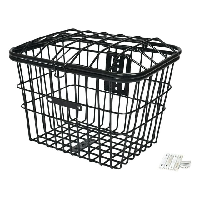Cesta de almacenamiento para bicicletas de alambre metálico con tapa negra para bicicletas de hombres y mujeres adultos