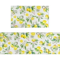 Lemon Kitchen Rugs Set of 2, Farmhouse Lemon Kitchen Rugs and Mats Non-Slip Washable, Lemon Kitchen Decor Floor Mats for Kitchen Sink Laundry Room, 17x30 17x47 Inch Yellow