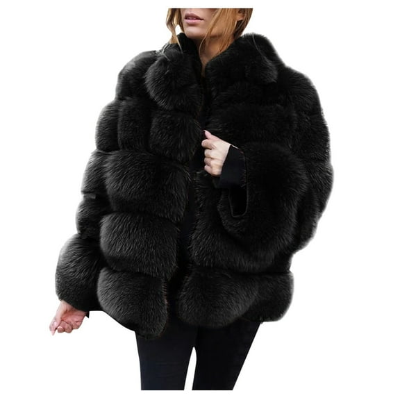 Viikei Women Coat Clearance Plus Size Coats for Women Winter Warm Furry Faux Long Jacket Long Sleeve Coat