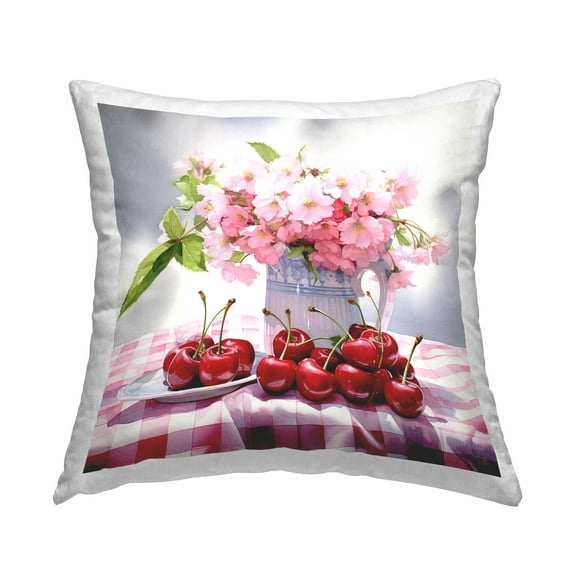 Stupell Industries Spring Cherries & Bouquet Decorative Printed Throw Pillow Design by RB