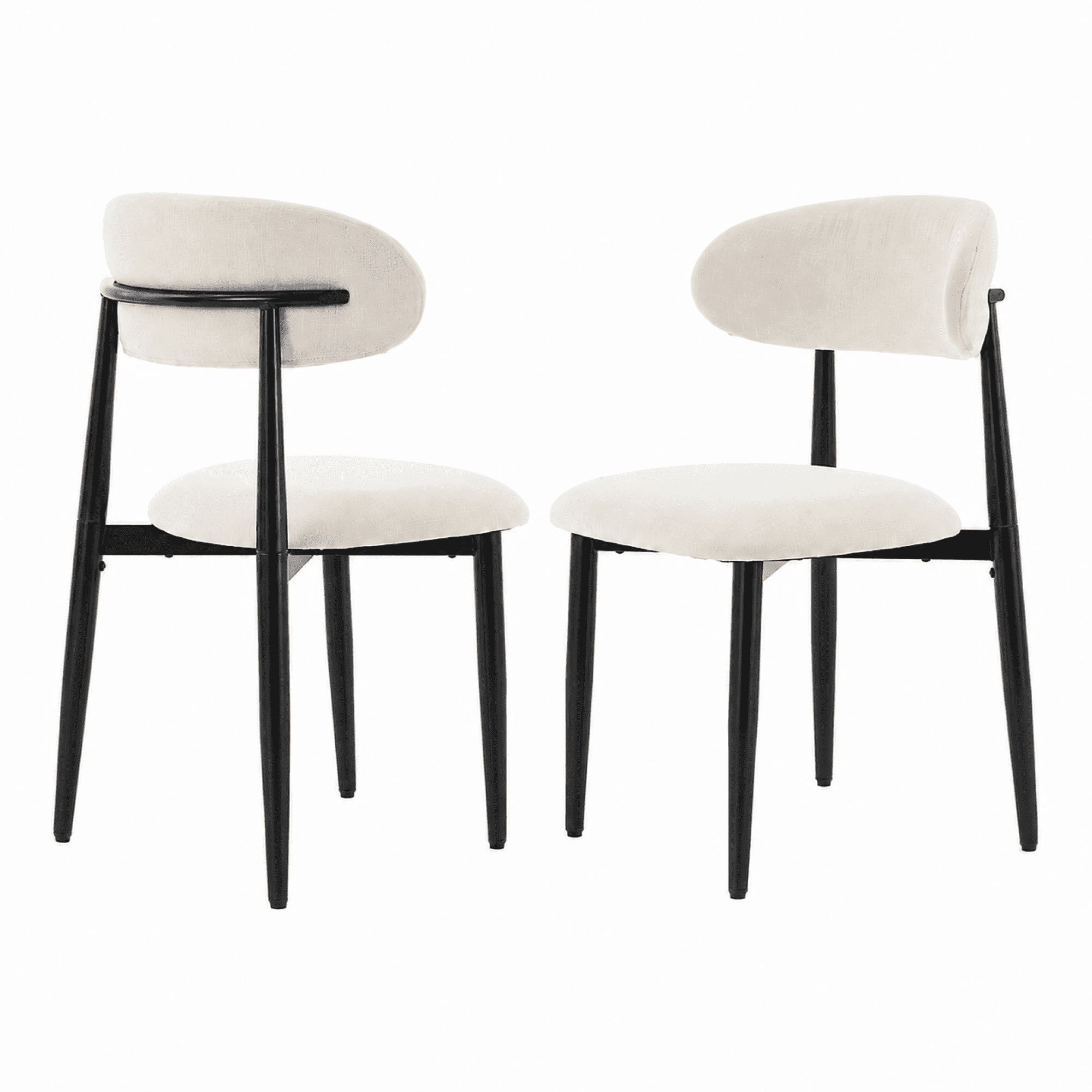 Leumius Dining Chairs Set of 2, Modern Metal Kitchen Chairs with Fabric Upholstered for Dining Room Kitchen Beige+Black