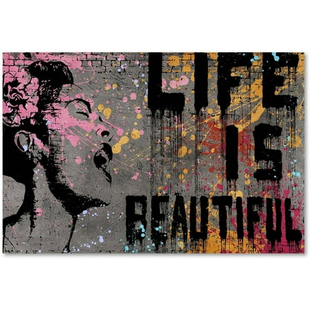 Trademark Fine Art Life Is Beautiful Canvas By Banksy Trademark Fine Art Life Is Beautiful Canvas By Banksy