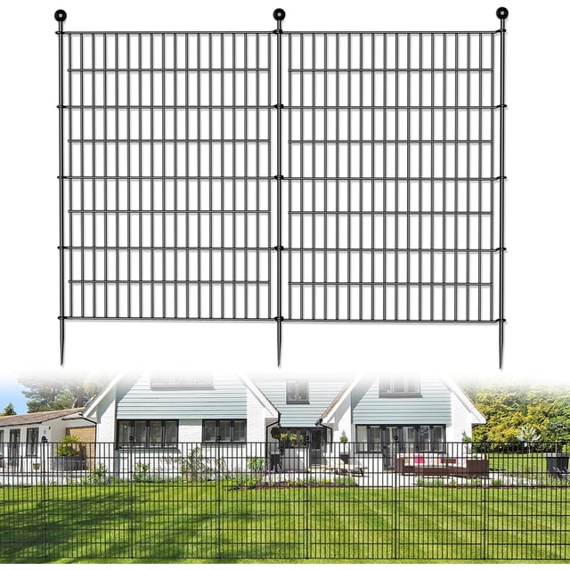 Panels No Dig Decorative Outdoor Garden Fence for Yard in(H) X ft(L) Animal Barrier Fencing Rustproof Metal Wire Panel Border for Dog Rabbits and Patio Temporary Ground Stake