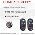 thumbnail image 2 of Key Fob Remote Replacement Fits for Honda Accord 1998 1999 2000 2001 2002/Acura TL 1999-2003 KOBUTAH2T Keyless Entry Remote Control 72147-S84-A03 72147-S0K-A02(Pack of 2), 2 of 7