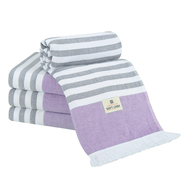 Toallas de Playa Peshtemal Turcas de Lino Suave Americano 4 Pack