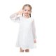 thumbnail image 2 of Vestido de Niña Blanco con Lentejuelas, Malla Transparente, Manga Larga, Fiesta, Certamen, Boda, 7 Años, 2 of 7