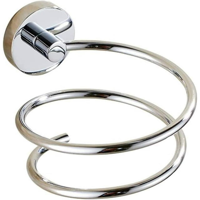 Soporte para secador de pelo montado en la pared cromado, soporte/almacenamiento para secador de pelo de acero inoxidable 304, accesorios de baño