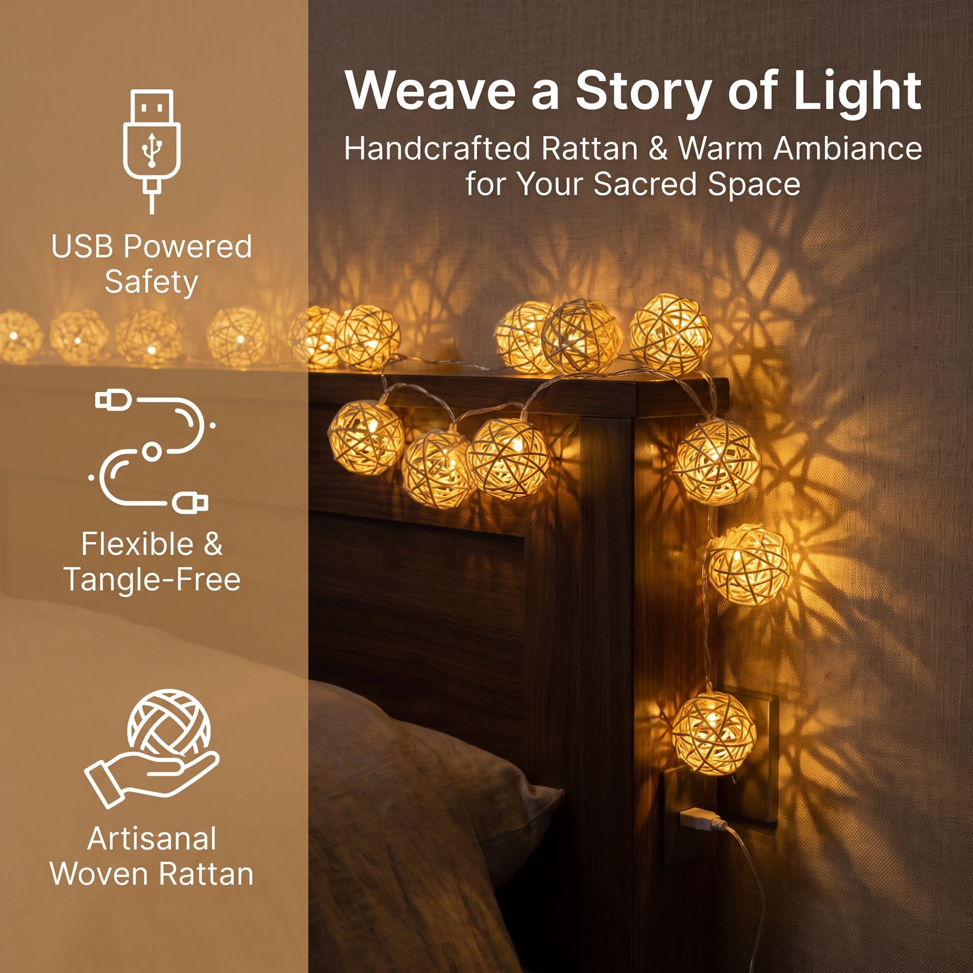 Unique Bargains Moroccan Orb Lights for Home with Flexible Design 9.8 ft USB Powered