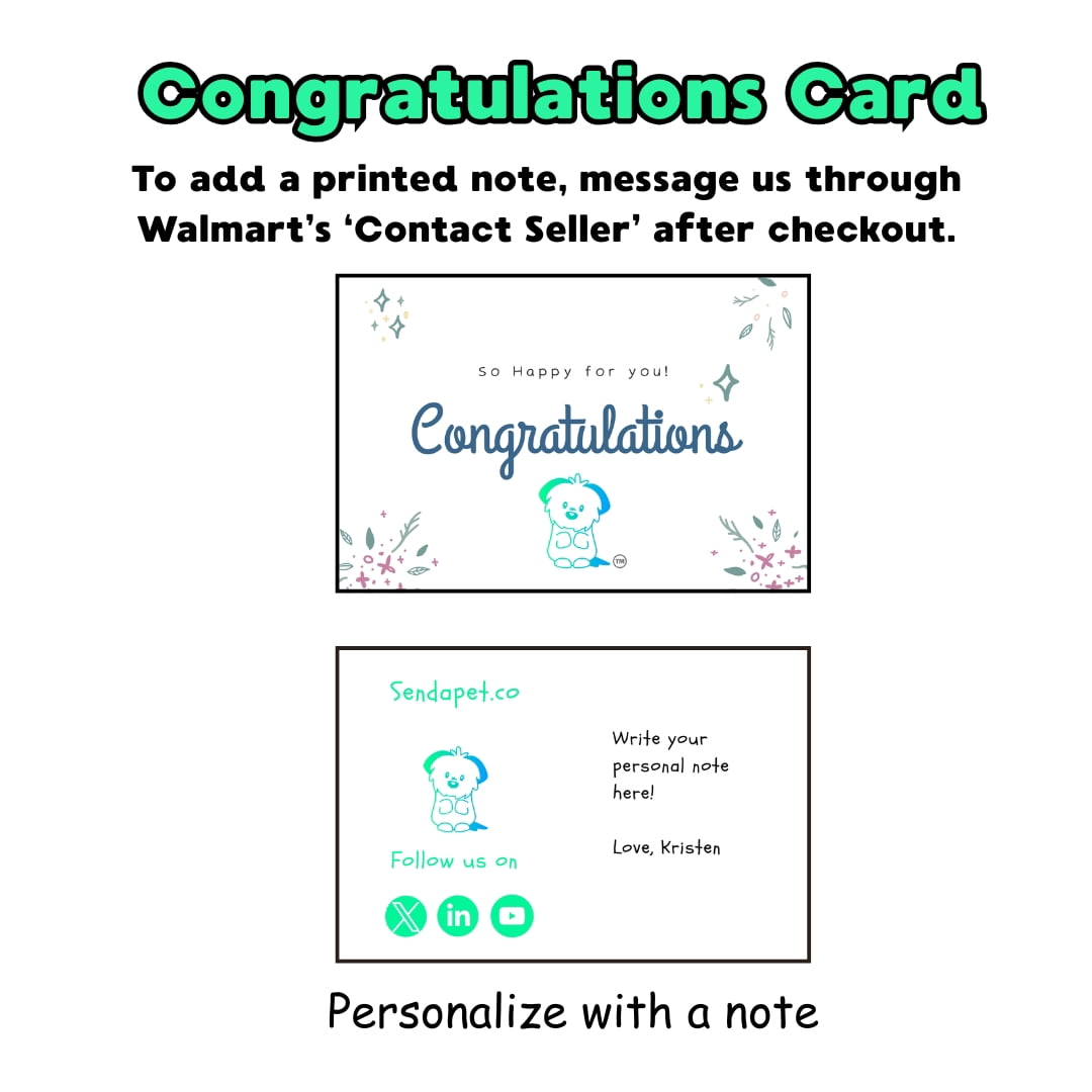 Send A Pet Weighted Warmable Cow Plush with Congratulations Message Card – Personalized Gift, Gift‑Ready