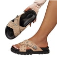 thumbnail image 4 of Hopeusnice Slippers for Women Soft Non-Slip Breathable Open Toe Sandals Thick-Soled Heel Cloth Materials Summer Shoes Trendy Women's Slippers Shoes for Beach Outdoor Shoes Khaki 39, 4 of 8