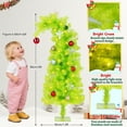thumbnail image 2 of 3Ft Christmas Tree with 17 Christmas Ornament / 150 LED Warm White Lights/SS Base, Decorations Whimsical Green, Bendable DIY Pine Tree Whoville Decorations, 2 of 8