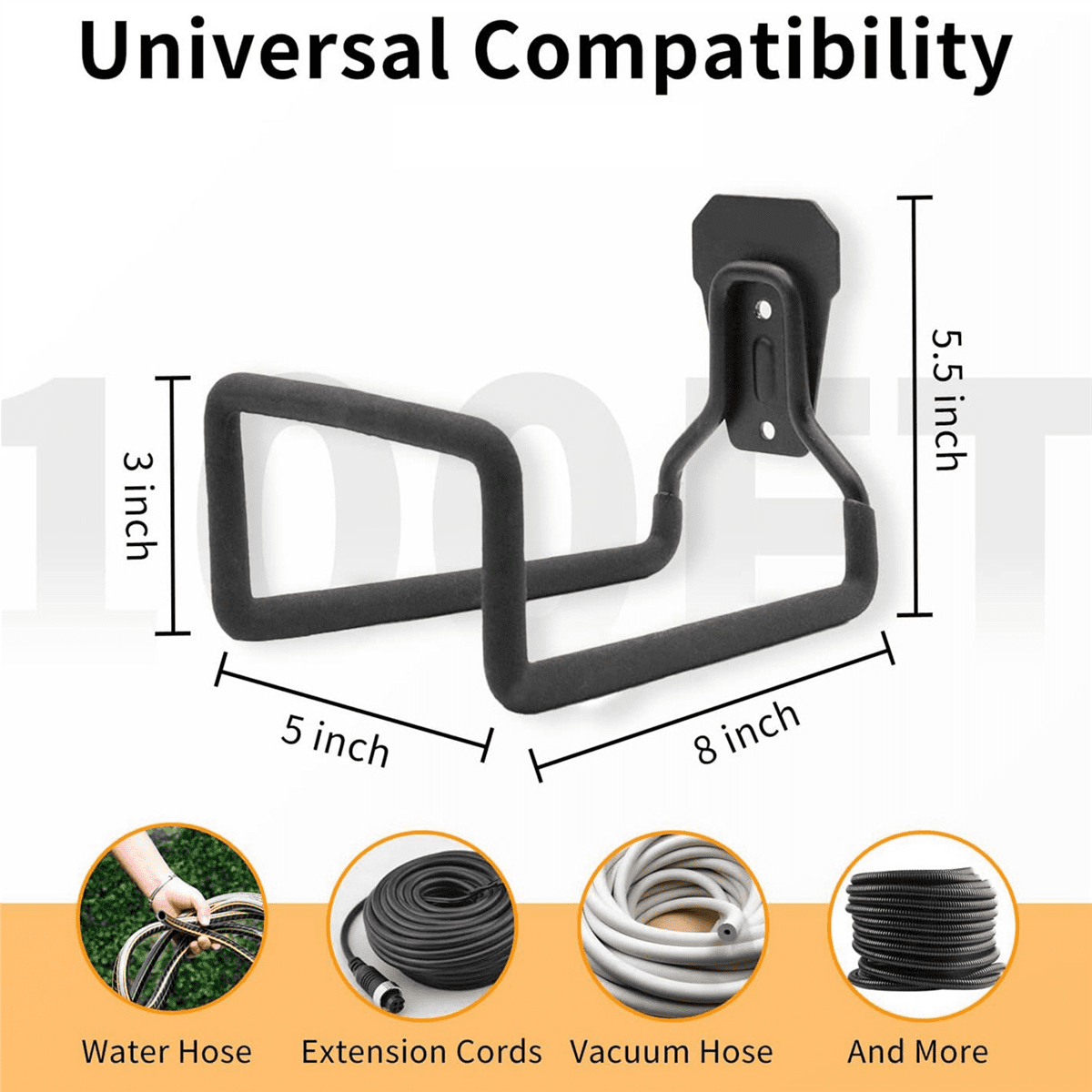 2X Garden Hose Holder Wall Mount, Duty Water Hose Hanger for Outside, Metal Hose Reels Hose Rack Hose Hook