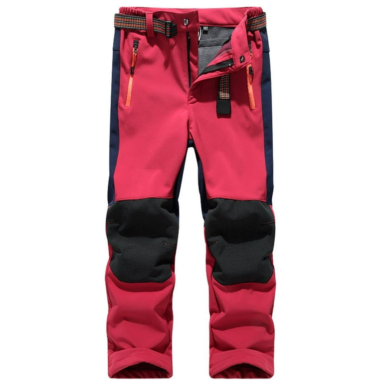 Kids Boy's Youth Windproof Waterproof Hiking Ski Snow Pants, Soft Shell  Expandable Waist Warm Insulated Trousers 