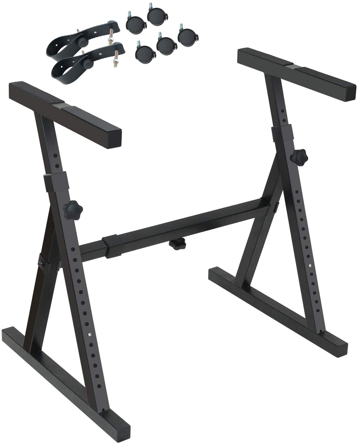 Refrze Piano Keyboard Stand with Wheels, Z Style Adjustable Keyboard