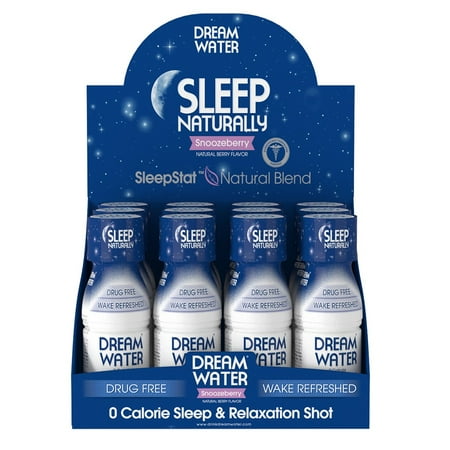 Dream Water Natural Sleep Aid, Snoozeberry, 2.5 Fl Oz Shot, 12 Ct