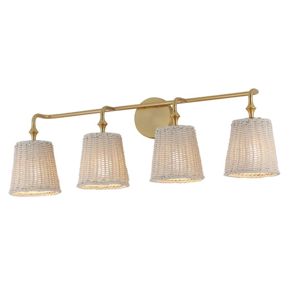21484WWTNAB Maxim Lighting Baja - 4 Light Bath Vanity-10.25 Inch Tall and 33.25 Inch Wide-Natural Aged Brass Finish