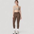 thumbnail image 4 of Women's Seamless Ribbed High Waist Full Length Leggings with Compression Fit - Large, Brown, 4 of 7