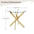 thumbnail image 4 of ZUGUL Elegant Gold & White Round Glass Dining Table Set for 4 Luxurious Gold Legs, White PU Chairs, Tempered Glass Top, Small Space Friendly, 4 of 6