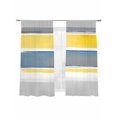 thumbnail image 2 of Retro Stripe Sheer Curtains 63 Inches Long 2 Panels Blue Yellow Grey Gradient Light Filtering Semi Sheer Window Curtains Drapes for Bedroom Living Room 52"x63", 2 of 7