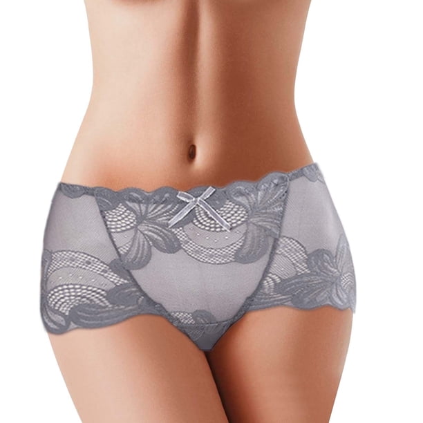 Gibobby Ropa interior hipster para mujer Braguitas bikini para mujer, cómodas, informales, para mujer, ropa interior encaje Hipster, sin costuras, sexy, cortes altos(Gris, L)