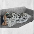 thumbnail image 6 of Dream Soft Flannel Fleece Throw Blanket, Chase Your Dreams Calligraphy Teardrop Shape with Stripes Monochrome, Cozy Plush for Indoor and Outdoor Use, 60" x 80", Black and White, by Ambesonne, 6 of 6