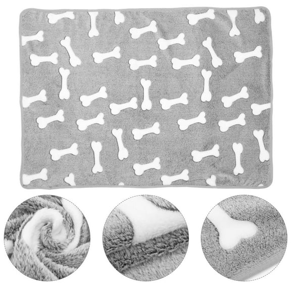HAMPPLIES 1Set Blanket for Small Dog in Grey Coral Fleece for Pet Bedding and Indoor Use