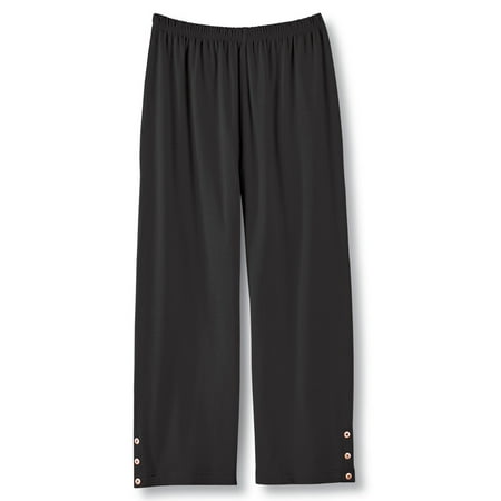 elastic capri waist pants cotton button hem xx stretch summer