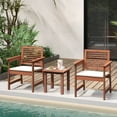 thumbnail image 3 of Costway 3 PCS Patio Furniture Set with 2 Seat Cushions Coffee Table Solid Wood Chairs, 3 of 7