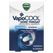 Vicks VapoCool Fast Acting Sore Throat Lozenge, Winterfrost, 16 Ct