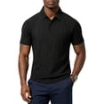 thumbnail image 2 of Mens Polo Shirts Textured Knit Stretchy Regular Fit Collared Golf Shirts, L, 2 of 8