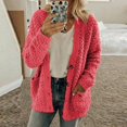 thumbnail image 2 of Women‘s Fleece Sweater Open Front Cardigan Plus Size Button Down Coat Winter Thermal Outwear Sweatshirt (XL  White), 2 of 7