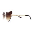 thumbnail image 3 of Womens Gothic Luxe Rimless Beveled Lens Cat Eye Heart Sunglasses Gold Brown, 3 of 4