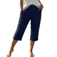 thumbnail image 2 of Only Moment Cruise Essentials 2026 Jute with Pockets High Waist Adjustable Knot Loose Casual Trousers Business Work Casual Pants Navy,L, 2 of 8
