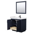 thumbnail image 3 of Wyndham Collection Miranda 36" Marble&Wood Single Bathroom Vanity in Blue/Black, 3 of 7