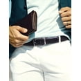 thumbnail image 4 of Cinturón Steve Madden para hombre de piel negro/marrón talla 46 US, 4 of 5