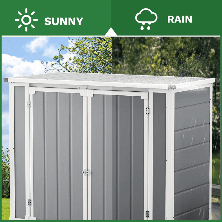 Seizeen Trash Shed, Outdoor Plastic Resin Garden Storage, Lockable