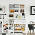 thumbnail image 5 of Kitchen Pantry Storage Cabinet with Drawers, Modern White Buffet with Microwave Stand, Tall Hutch with 14 Shelves, White, 5 of 8