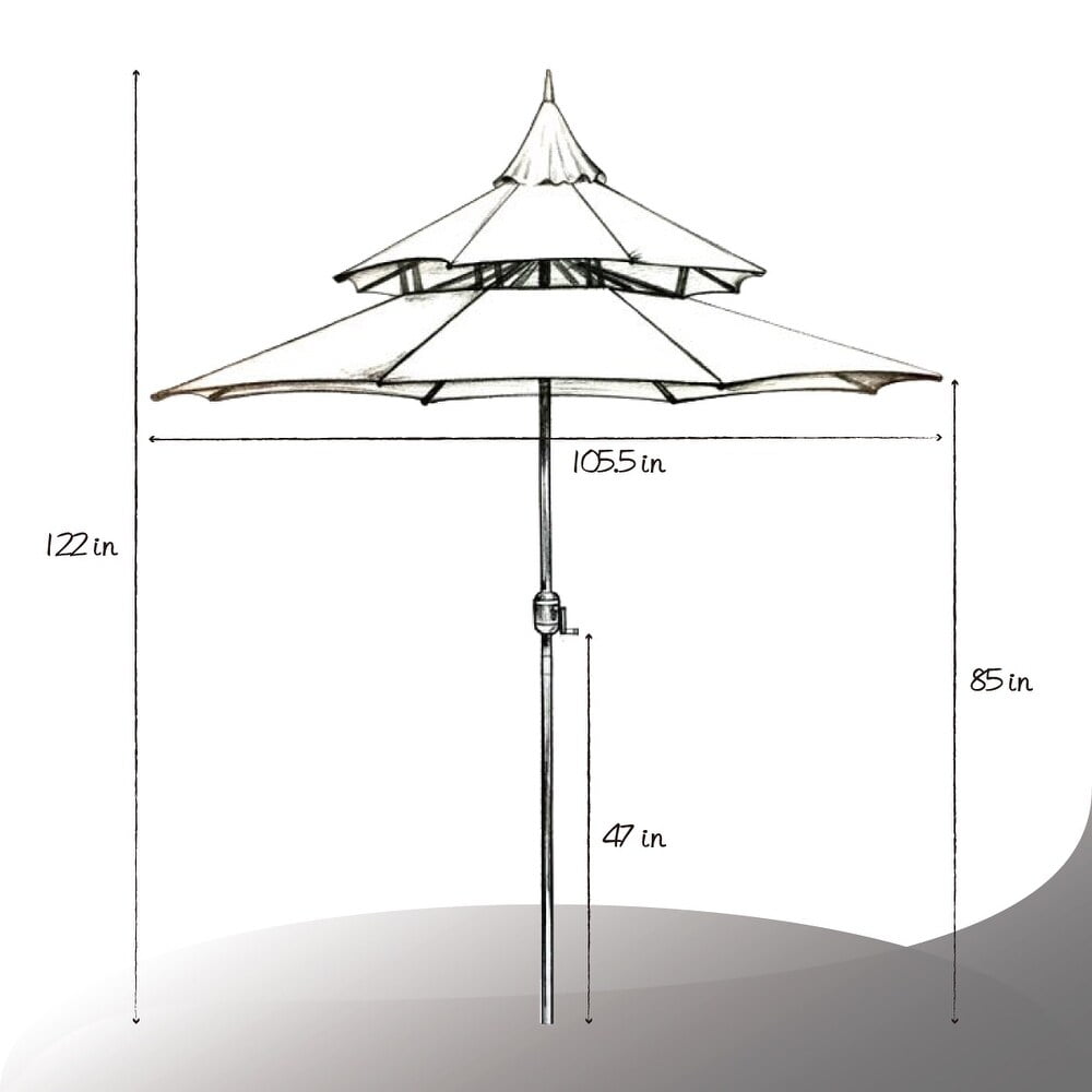 Ultrashades 9ft Patio Umbrella with Crank 3-Tier Pagoda Outdoor Market Umbrella with 8 Ribs, Aqua