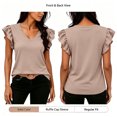 thumbnail image 4 of Fancifize Women's Ruffle Cap Sleeve Shirts Summer Casual V Neck Striped Tees Trendy Color Block Tops, 4 of 7
